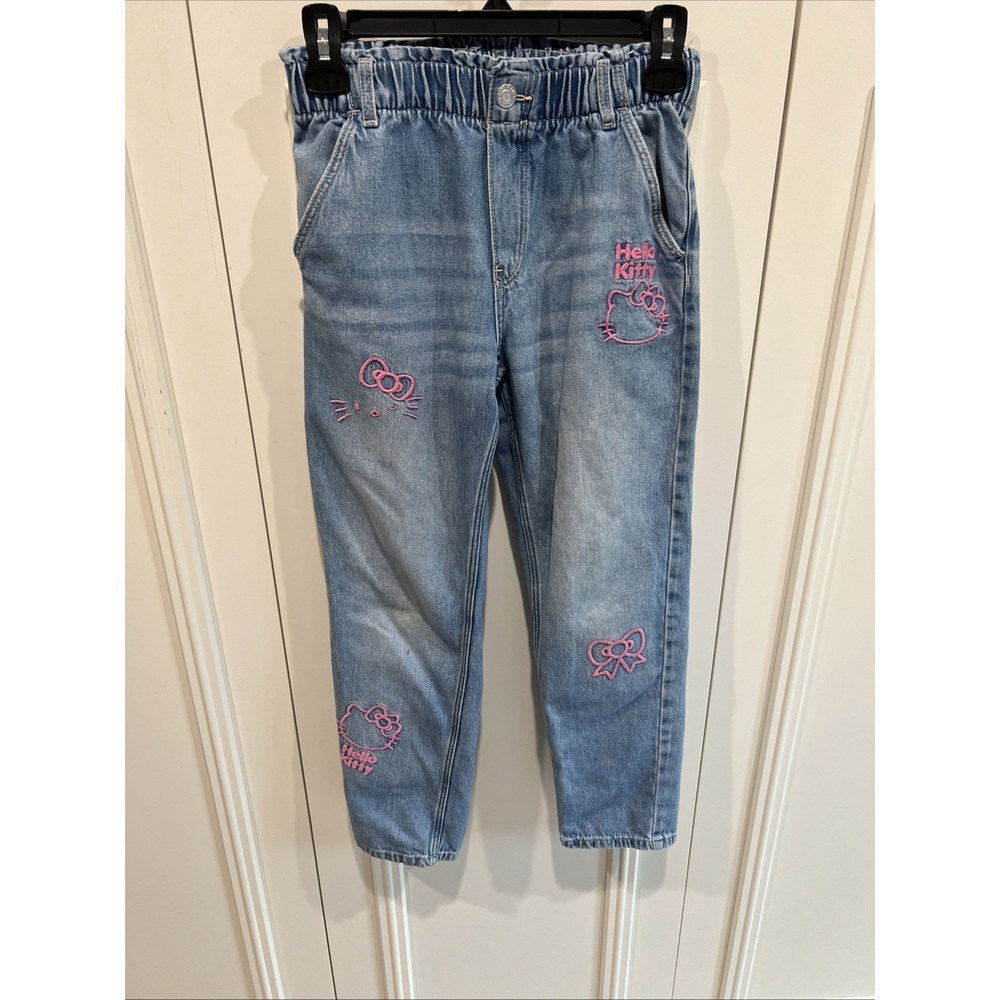 H&M Girls Hello Kitty Jeans‎ Size 10 Blue Denim Embroidered Sanrio